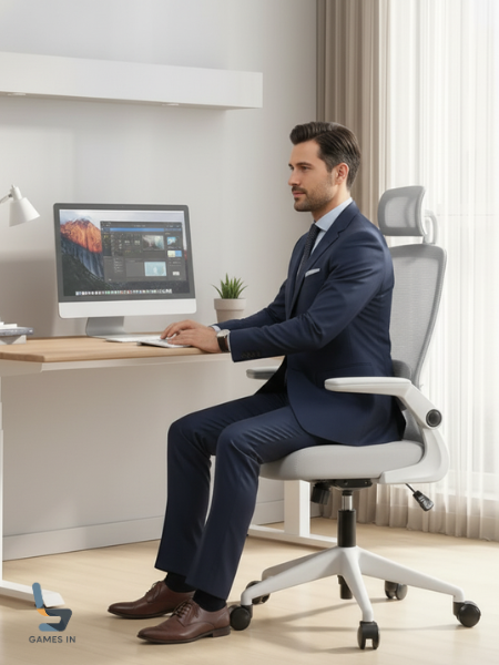 Chegou a Cadeira de Escritório Ergométrica Perfeita: Cadeira Giratória BlidShop, o Modelo Branco e Cinza em PU