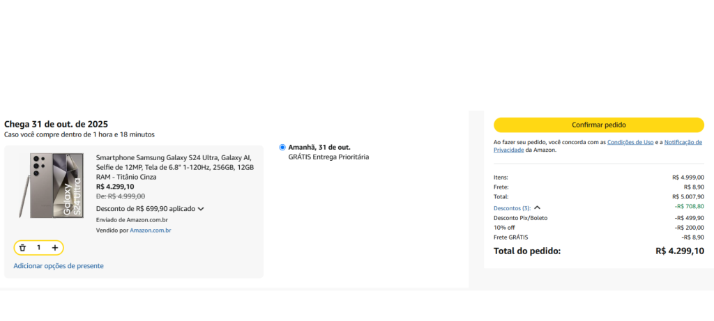 Galaxy S24 Ultra recebe 55% de desconto na Amazon antes da Black Friday - Imagem do artigo